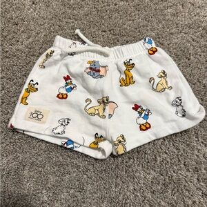ZARA Disney Kids White Cartoon Print Shorts